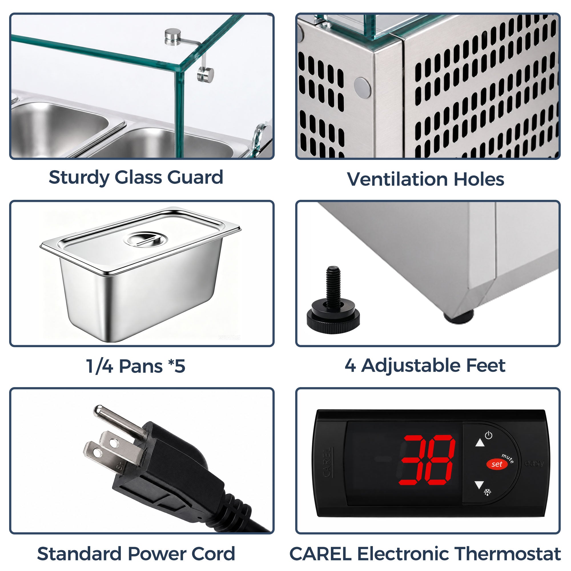 CoolChef refrigerated prep rail features glass guard, ventilation, GN pans and electronic thermostat