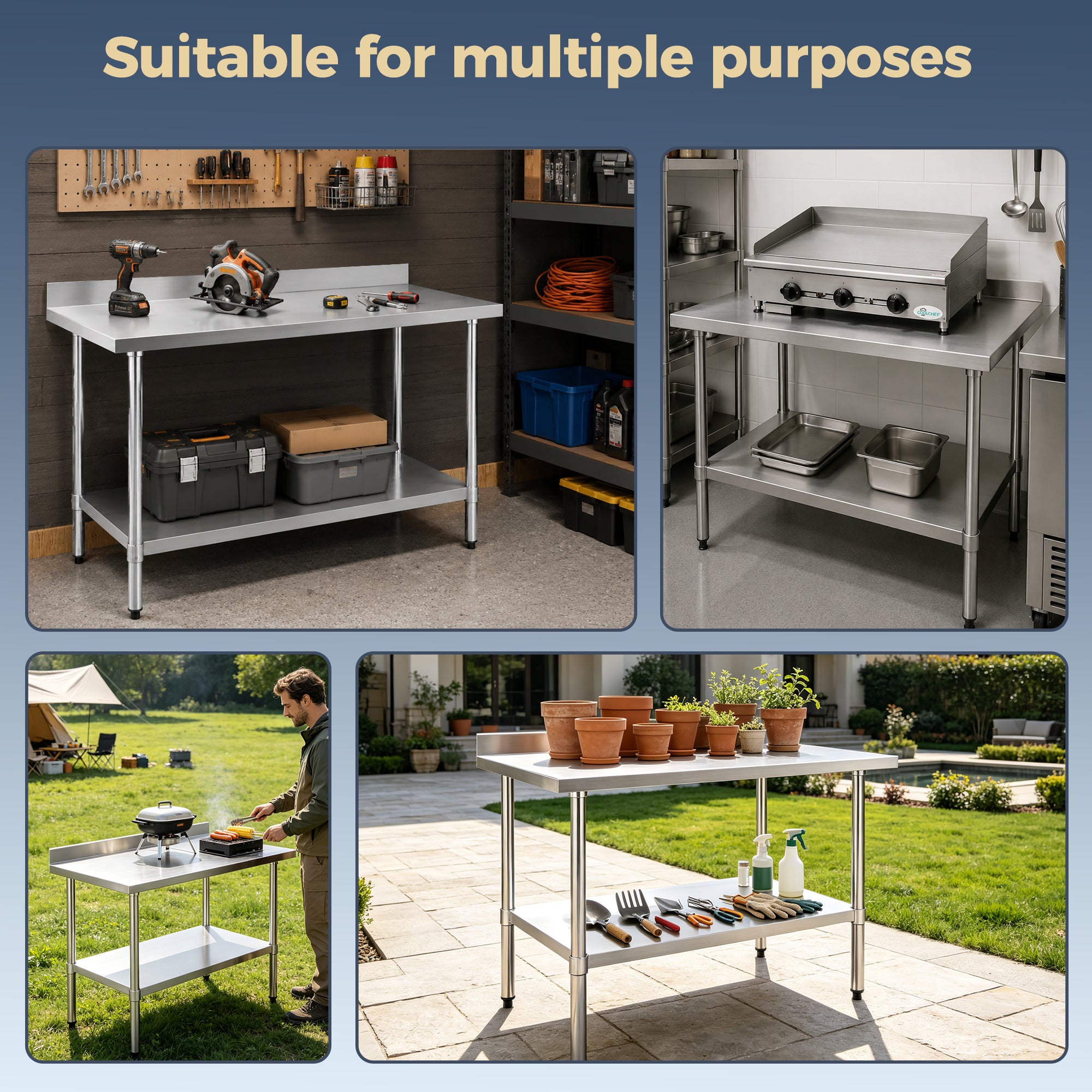 18" x 36" 18-Gauge Stainless Steel Commercial Work Table with 2" Backsplash and Undershelf