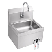 17" x 15" Wall Mounted Hands-Free Hand Sink with Hot & Cold Knee Valves