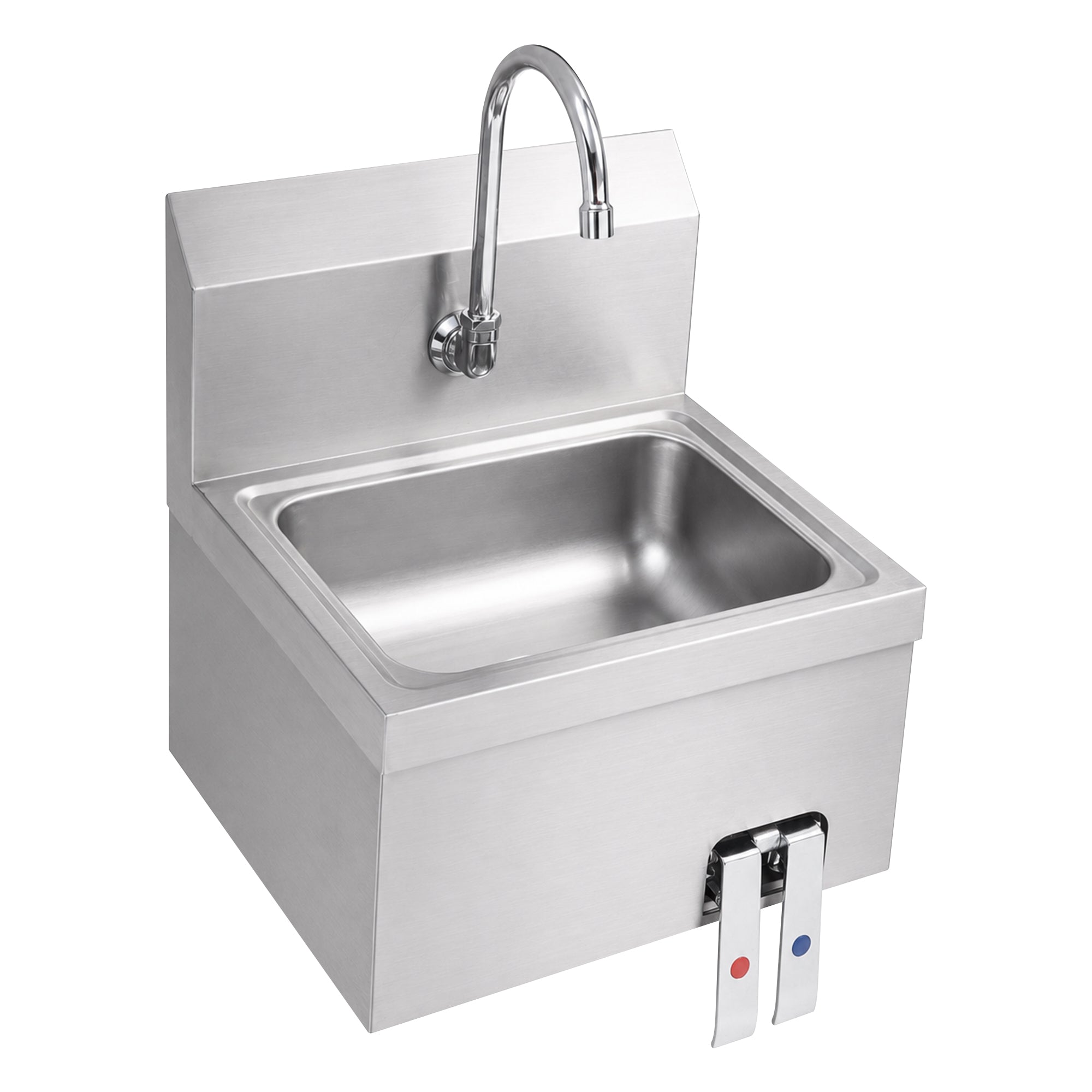 17" x 15" Wall Mounted Hands-Free Hand Sink with Hot & Cold Knee Valves