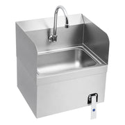 17" x 15" Wall Mounted Hands-Free Hand Sink with Knee Operated Valve and Side Splashes