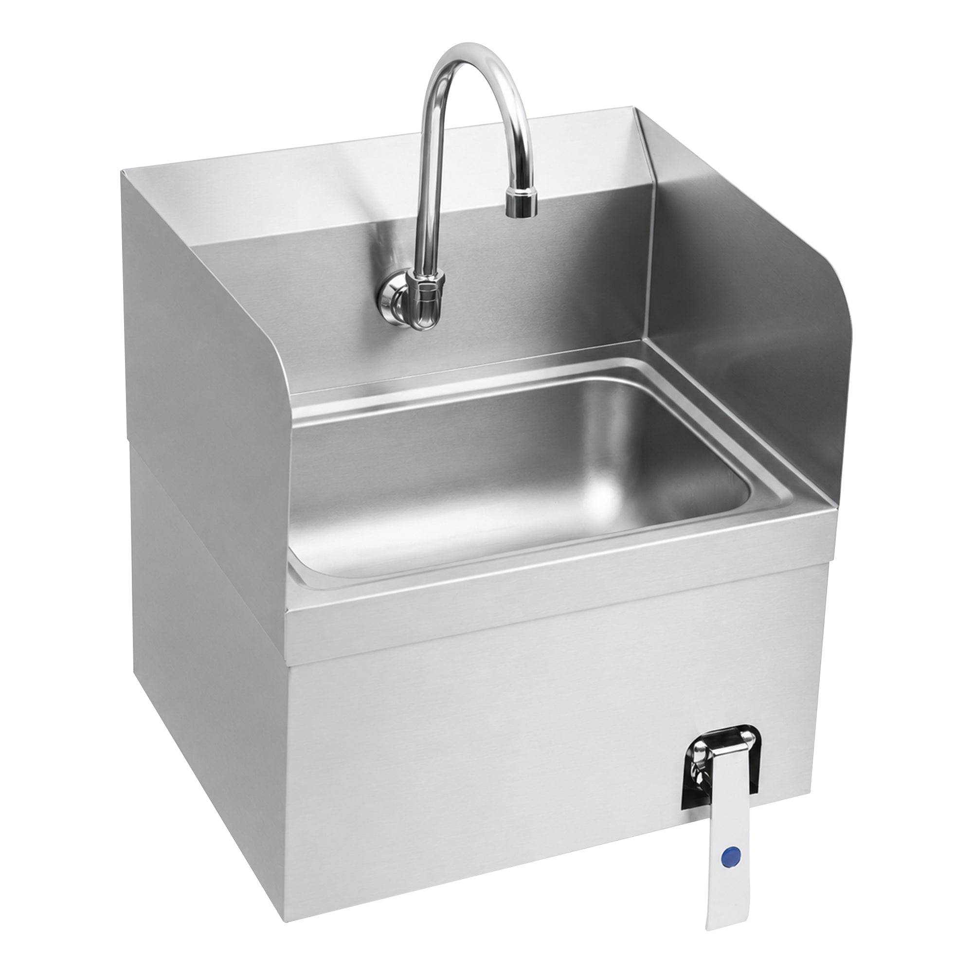 17" x 15" Wall Mounted Hands-Free Hand Sink with Knee Operated Valve and Side Splashes