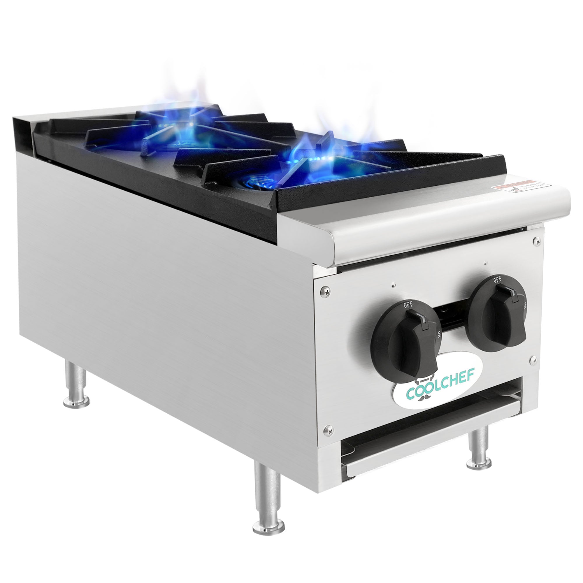 60,000 BTU Commercial Gas Hot Plate 2 Burner NG LP