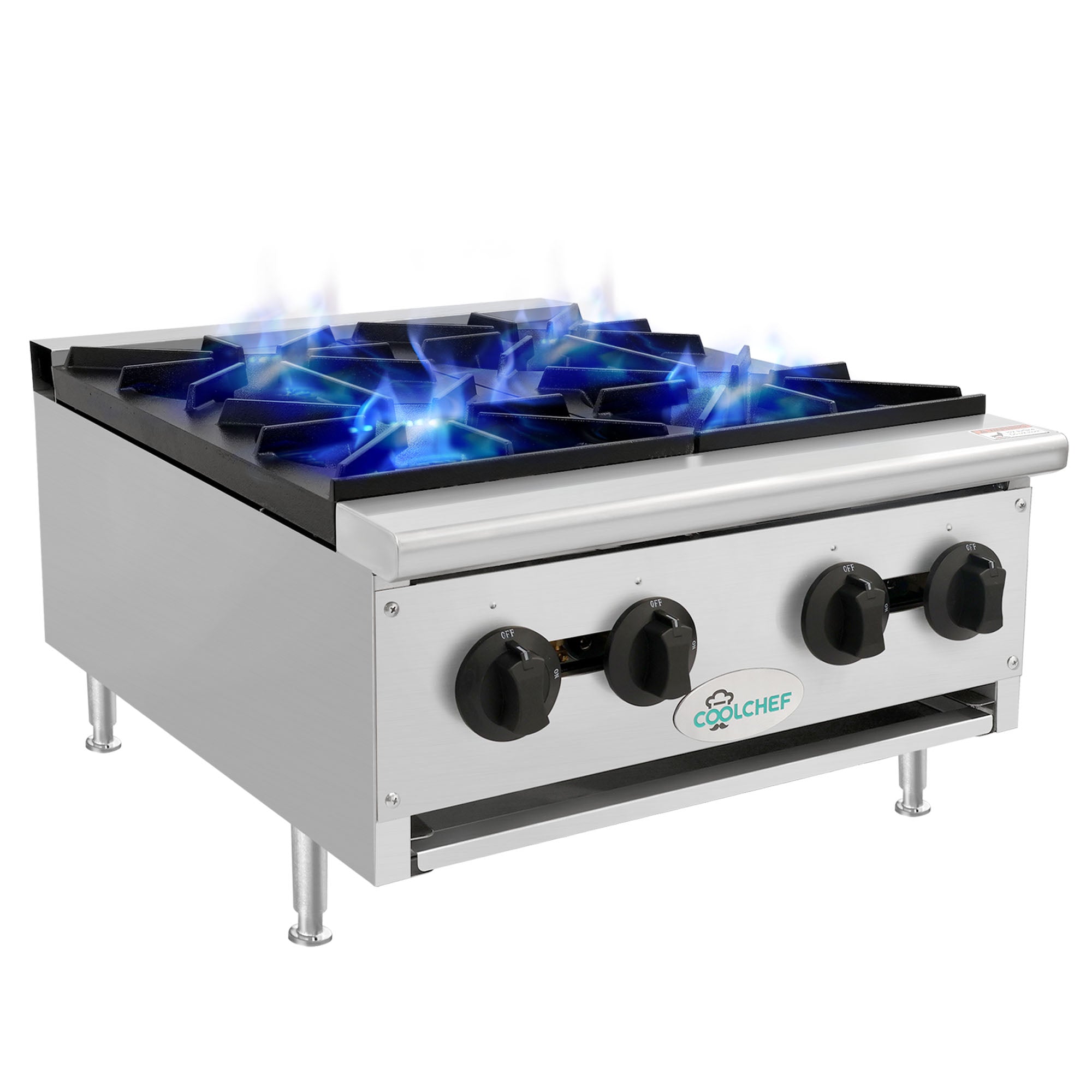 120,000 BTU Commercial Gas Hot Plate 4 Burner NG LP