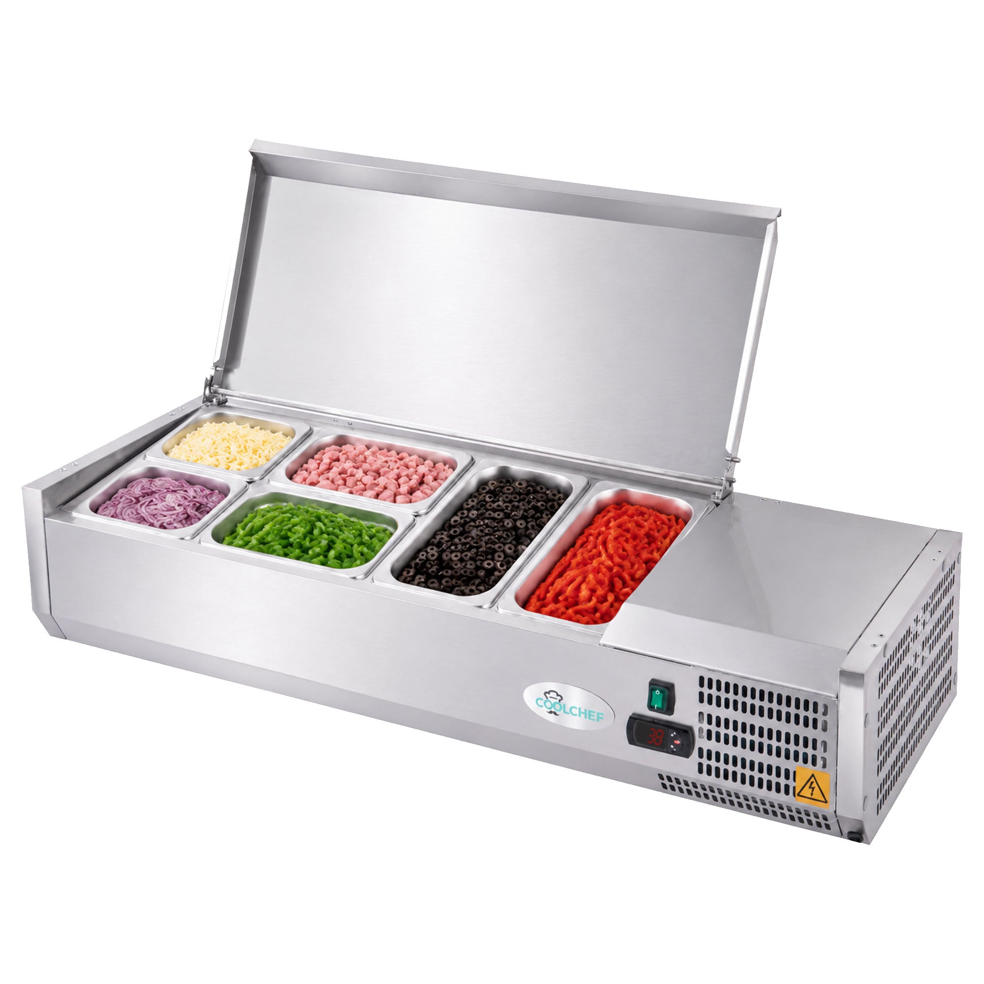 47" Commercial Refrigerated Prep Station, 1.5 Cu.Ft, Stainless Lid, R290 ETL