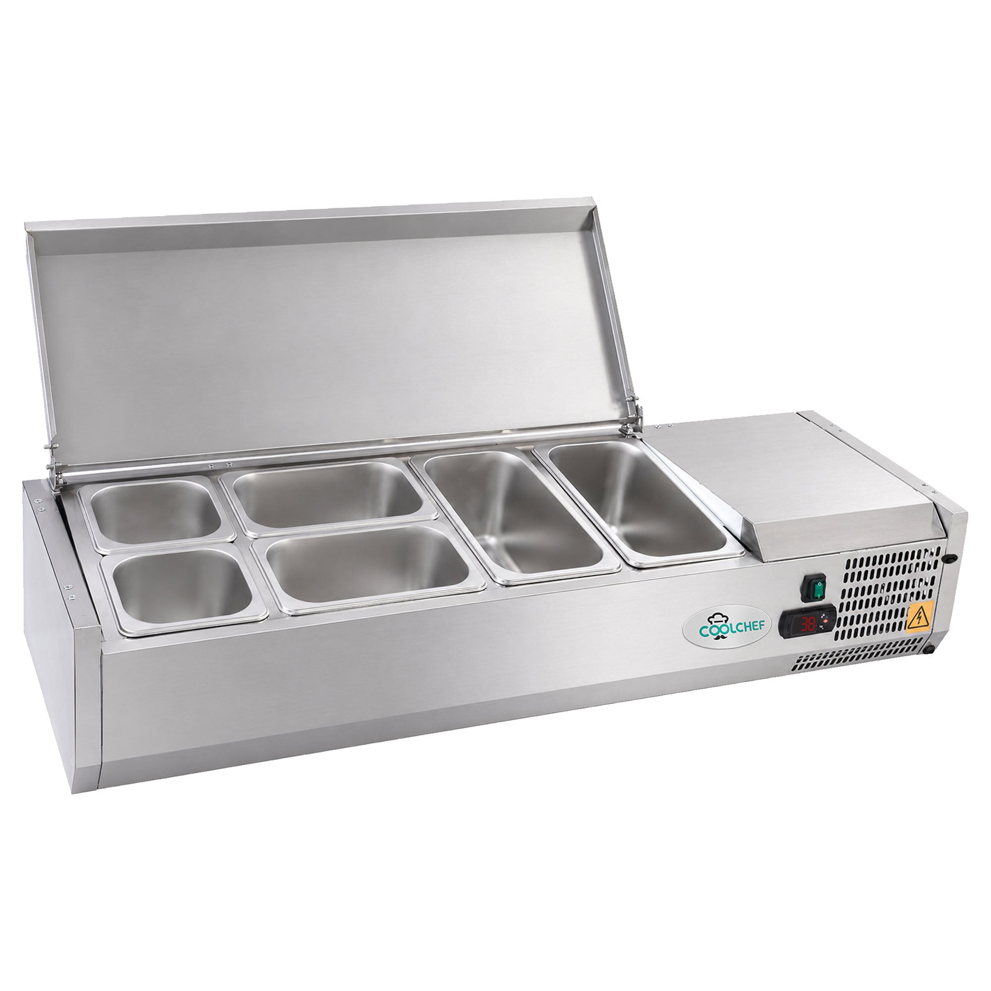 47" Commercial Refrigerated Prep Station, 1.5 Cu.Ft, Stainless Lid, R290 ETL
