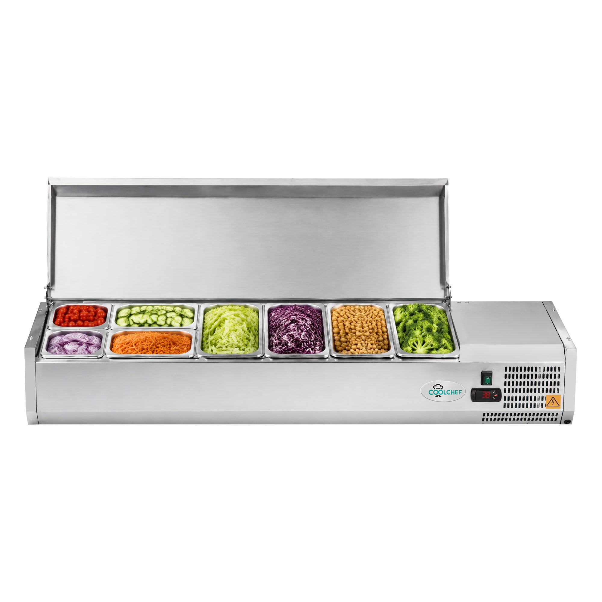 59" Commercial Refrigerated Prep Station, 2.1 Cu.Ft, Stainless Lid, R290 ETL
