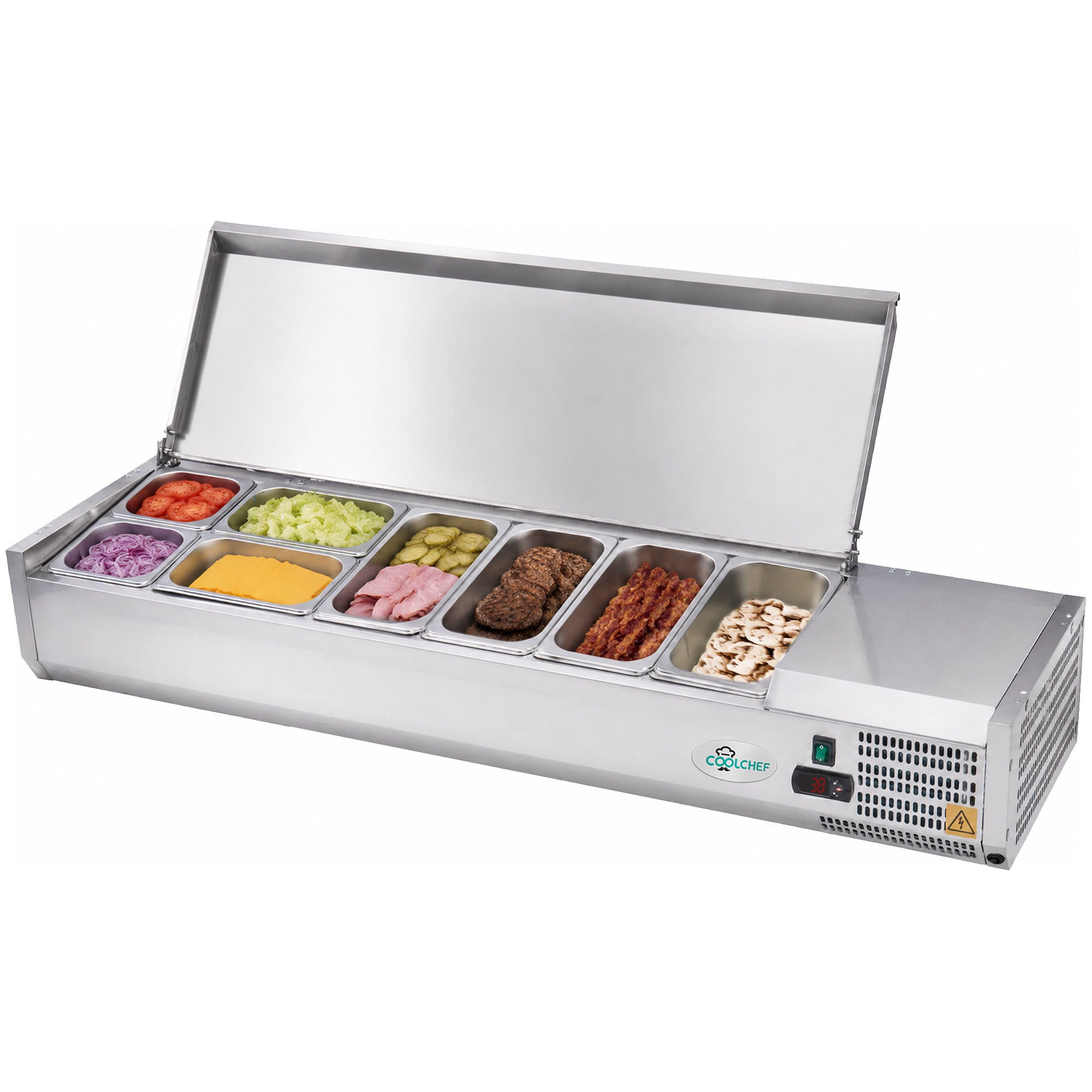 59" Commercial Refrigerated Prep Station, 2.1 Cu.Ft, Stainless Lid, R290 ETL