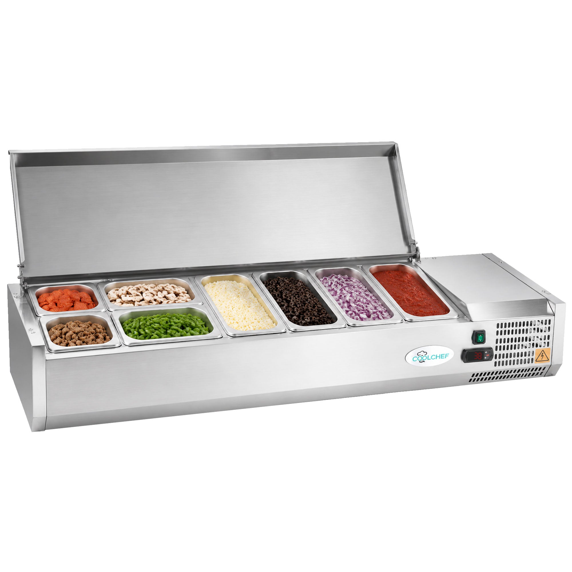 59" Commercial Refrigerated Prep Station, 2.1 Cu.Ft, Stainless Lid, R290 ETL