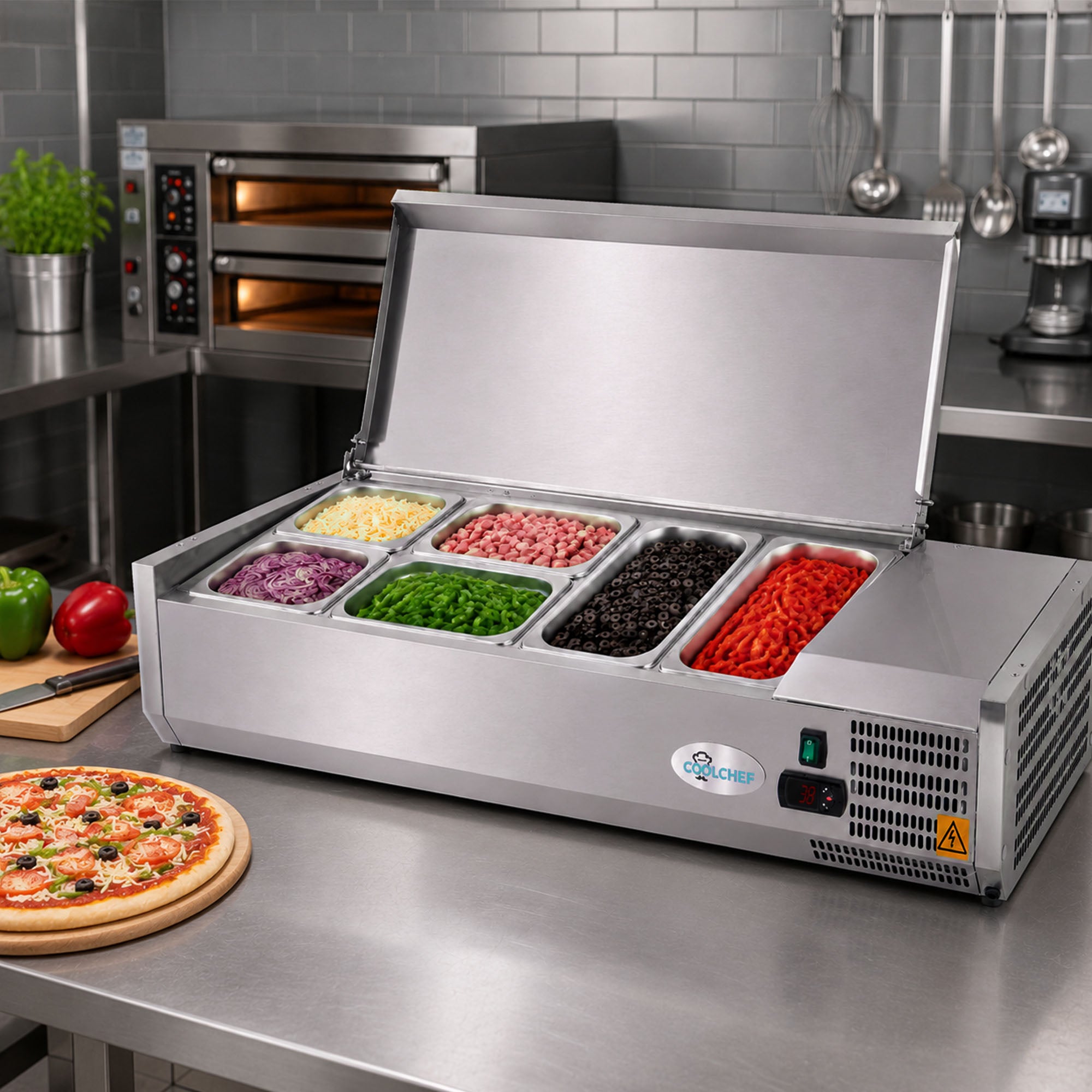 47" Commercial Refrigerated Prep Station, 1.5 Cu.Ft, Stainless Lid, R290 ETL