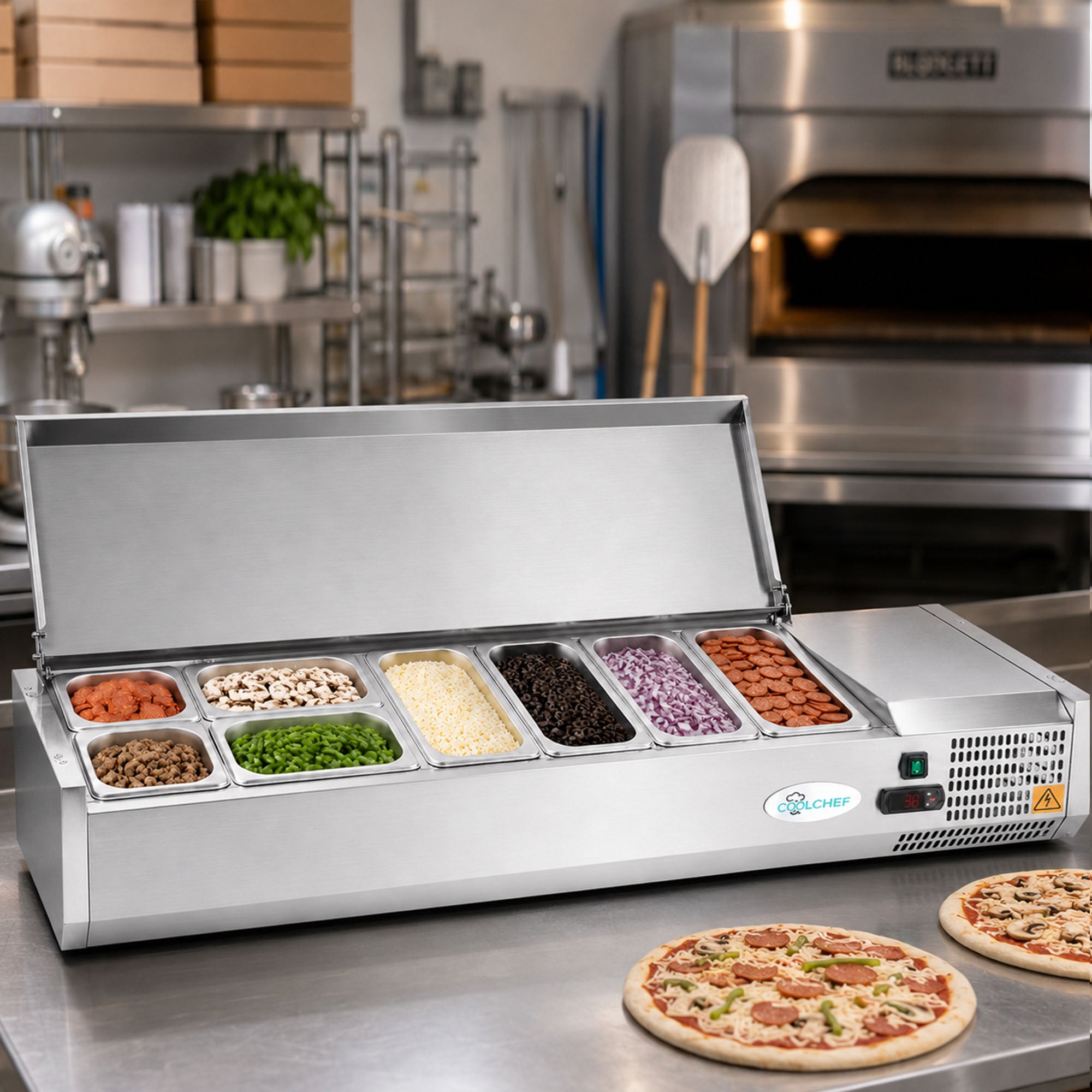 59" Commercial Refrigerated Prep Station, 2.1 Cu.Ft, Stainless Lid, R290 ETL