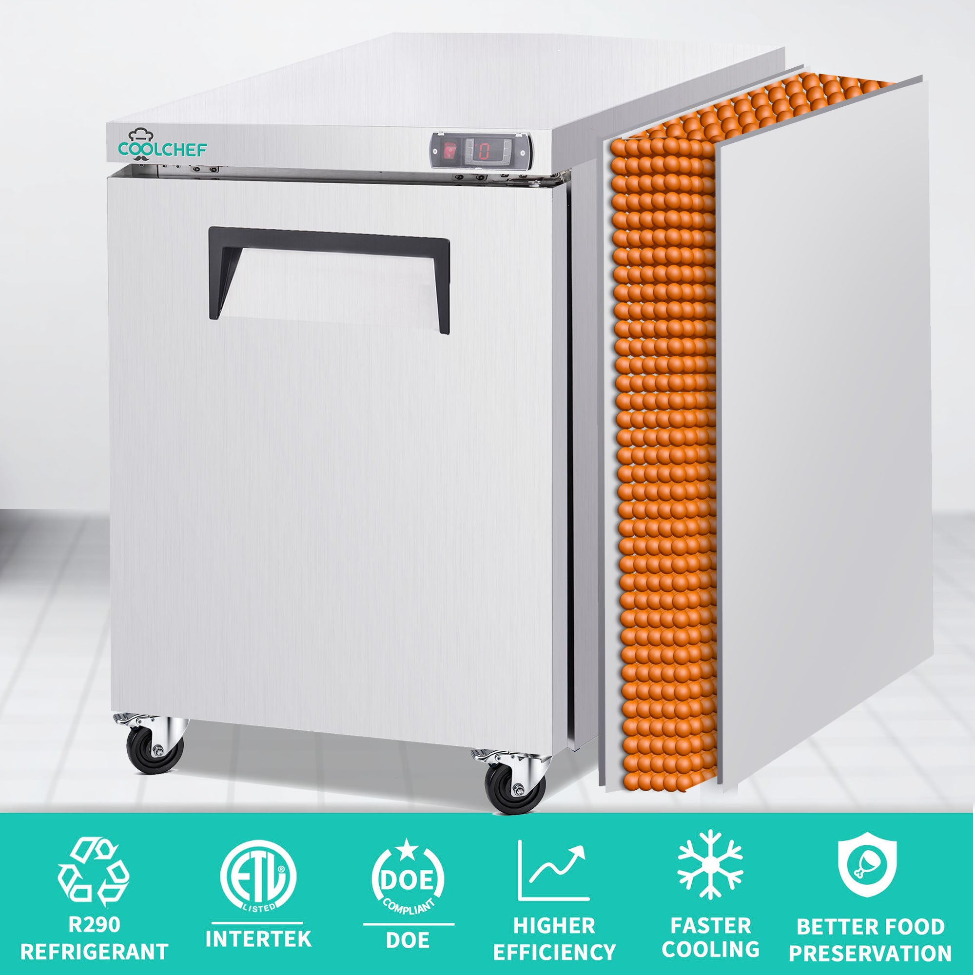 28" 8 Cu Ft Commercial Sandwich Prep Freezer ETL