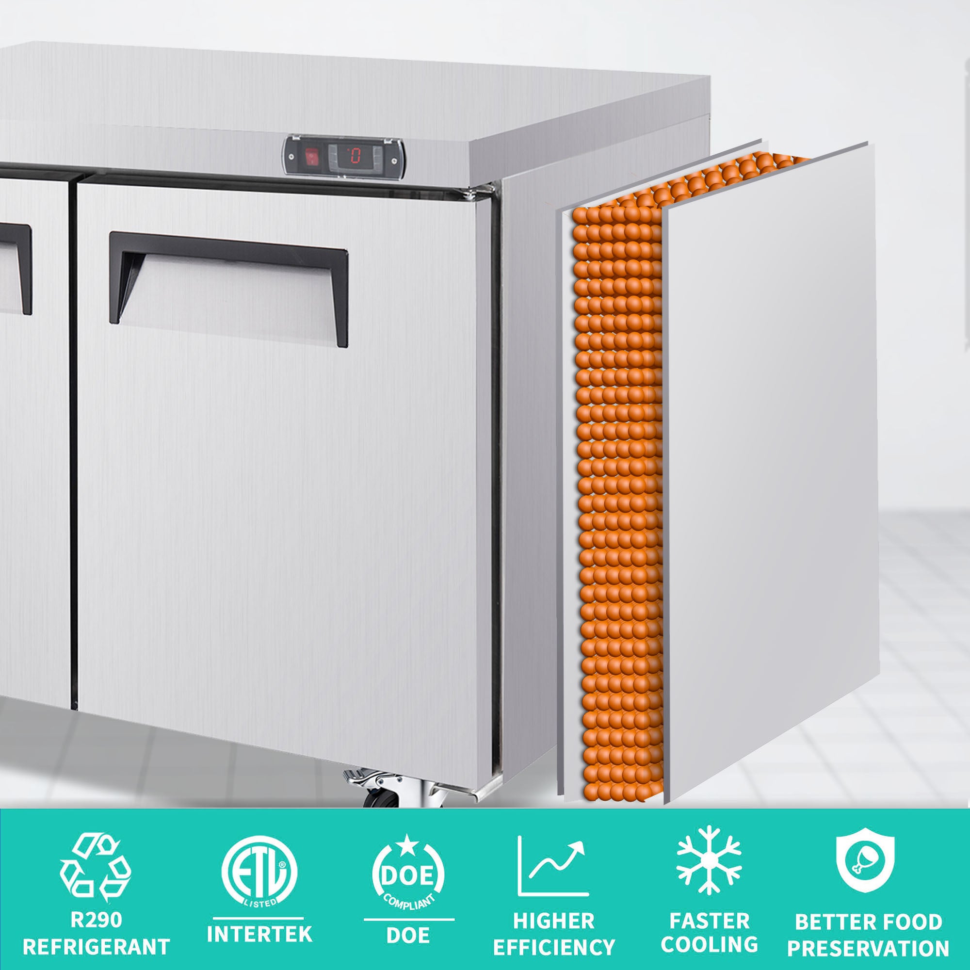 48" 12 Cu Ft Commercial Sandwich Prep Freezer ETL