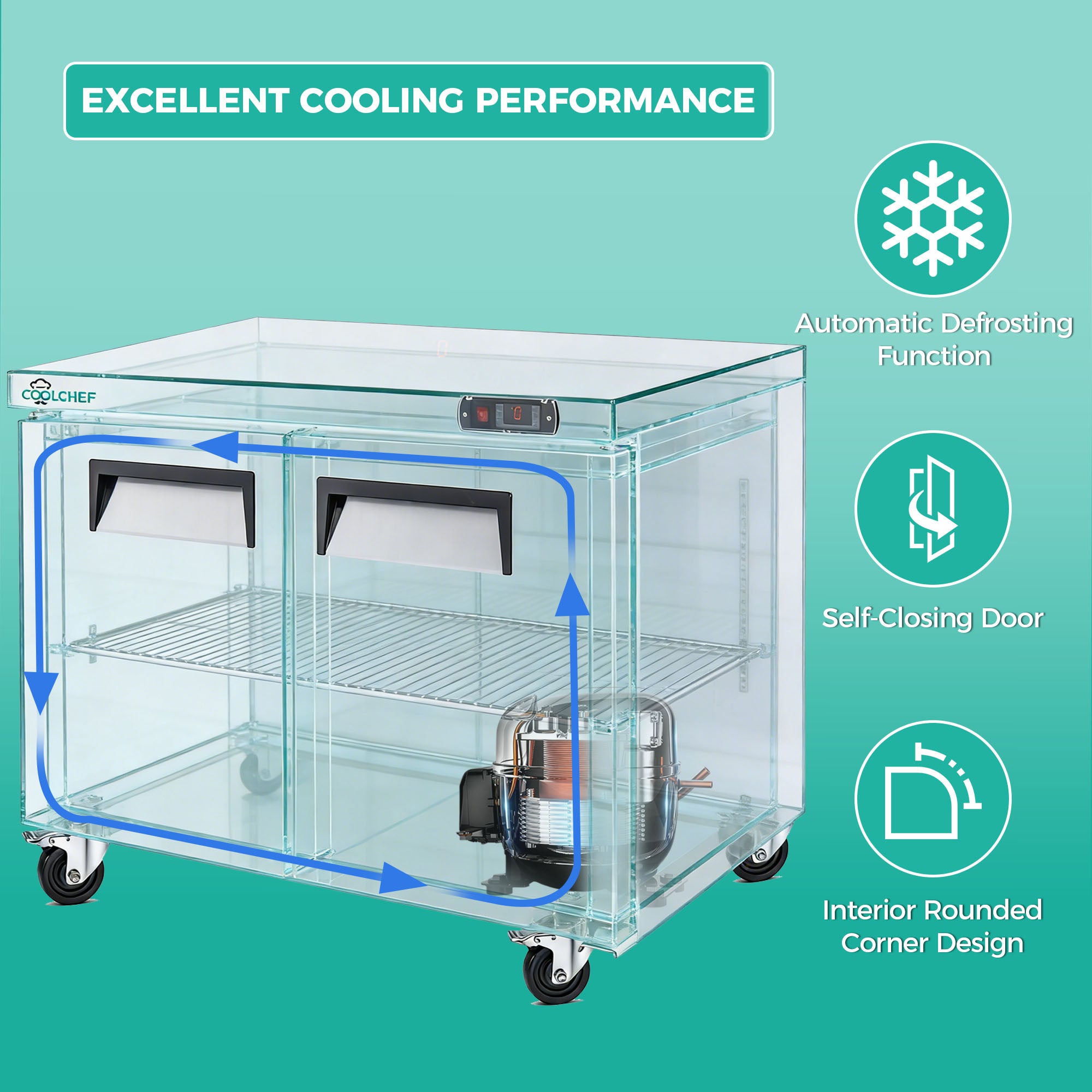 48" 12 Cu Ft Commercial Sandwich Prep Freezer ETL