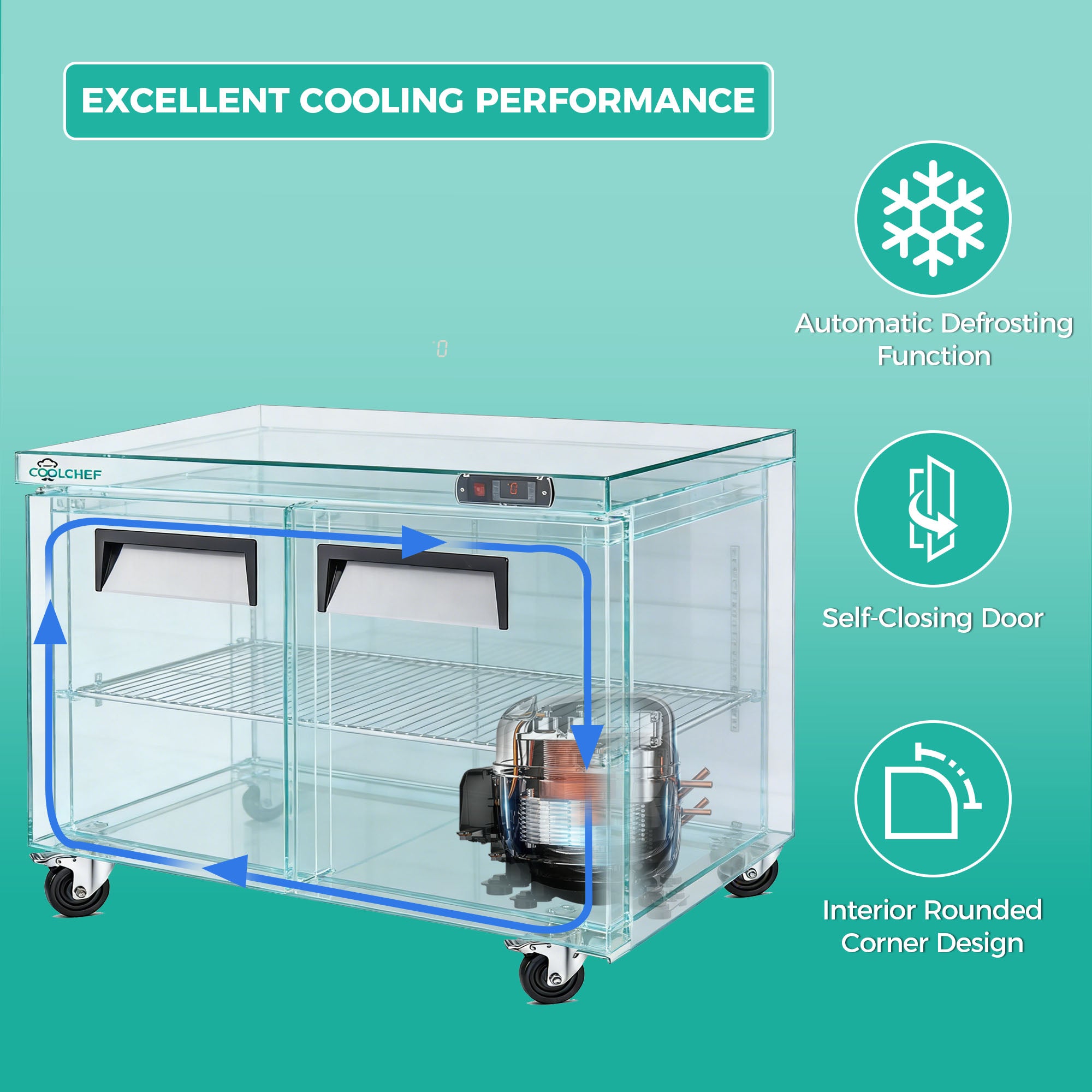 60" 17 Cu Ft Commercial Sandwich Prep Freezer ETL