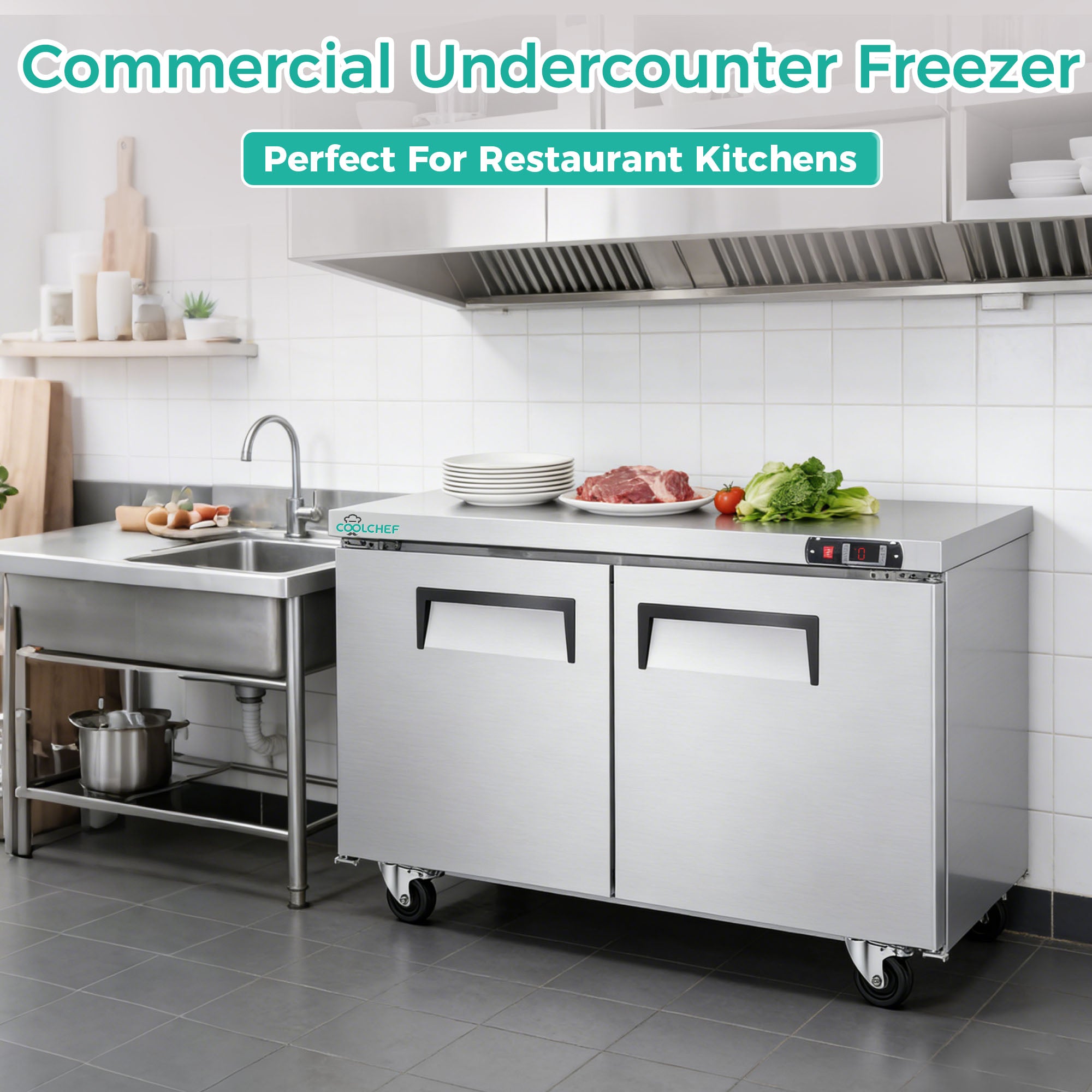 60" 17 Cu Ft Commercial Sandwich Prep Freezer ETL