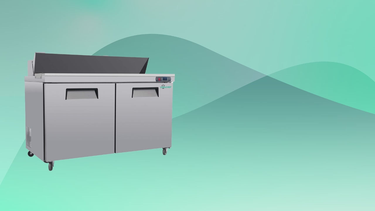 Load video: 48" Commercial Sandwich Prep Table 12 Pan 33-41°F ETL