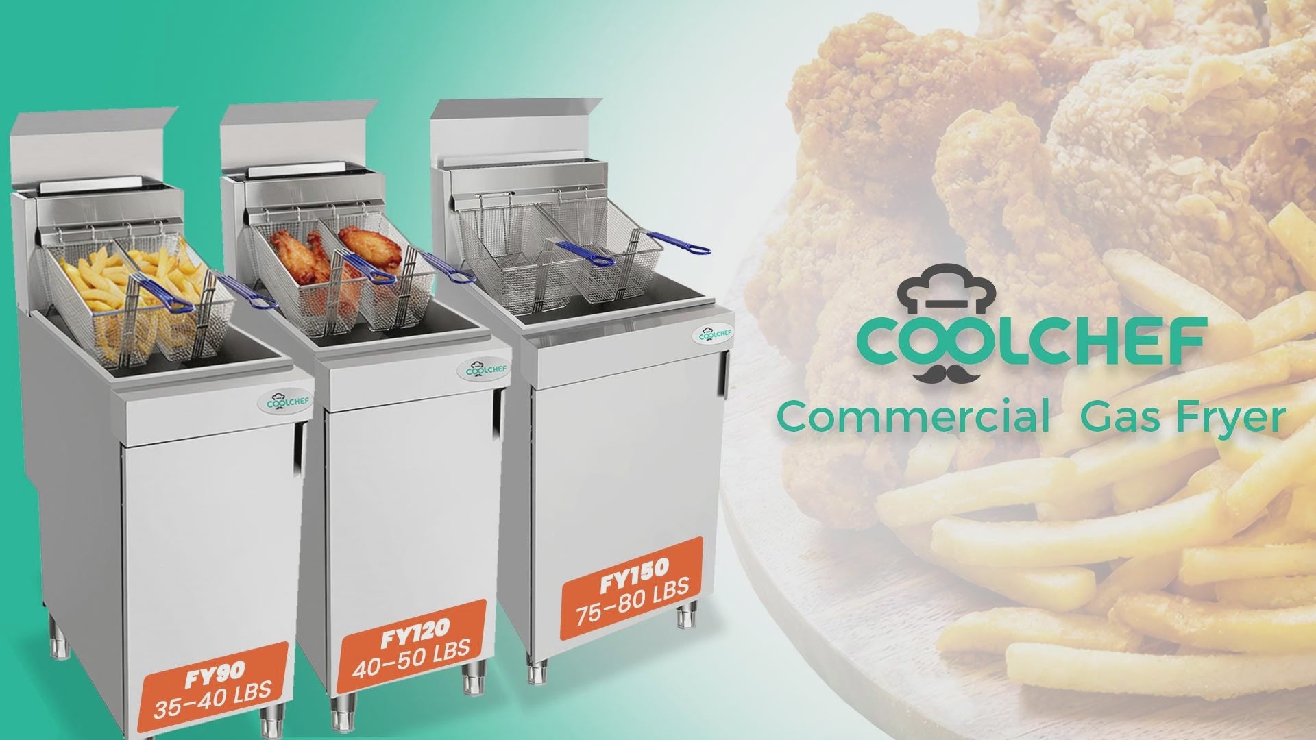 Load video: 150,000 BTU 5 Burner Commercial Gas Fryer 75-80 lb LP