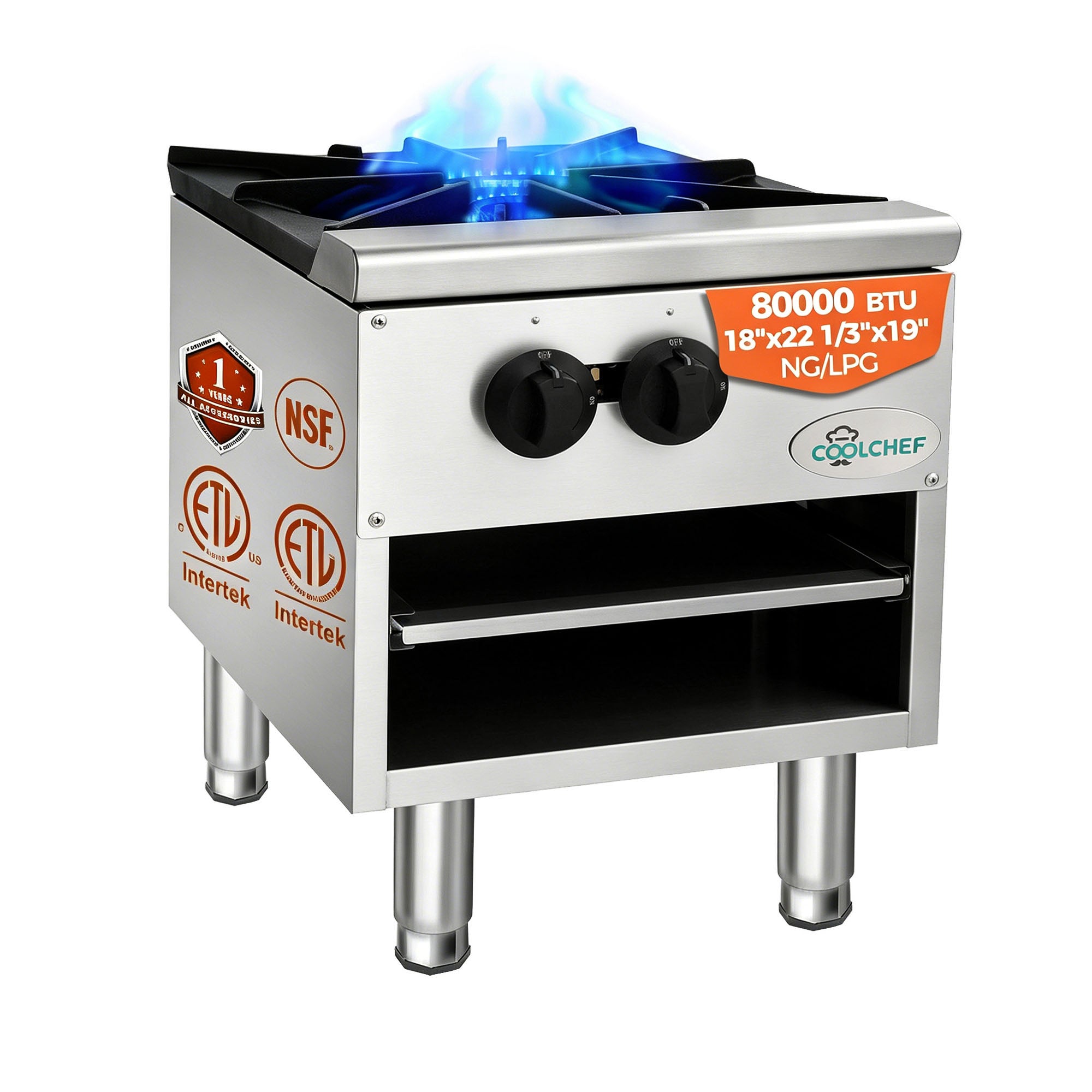 80,000 BTU Commercial Gas Stock Pot Range 1 Burner NG LP