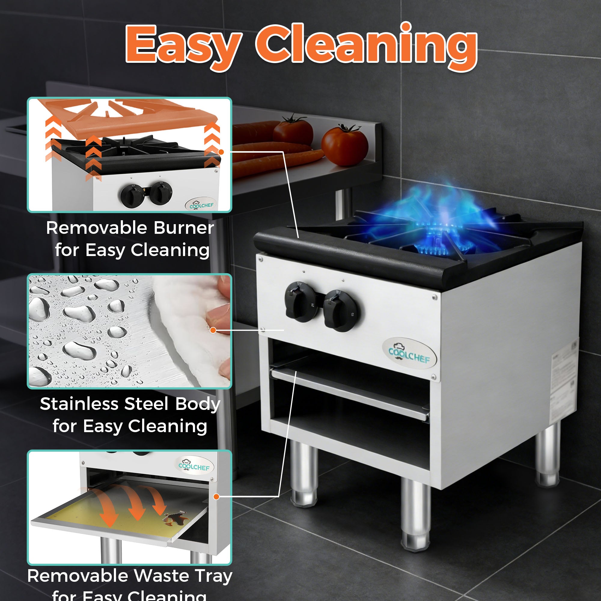 80,000 BTU Commercial Gas Stock Pot Range 1 Burner NG LP