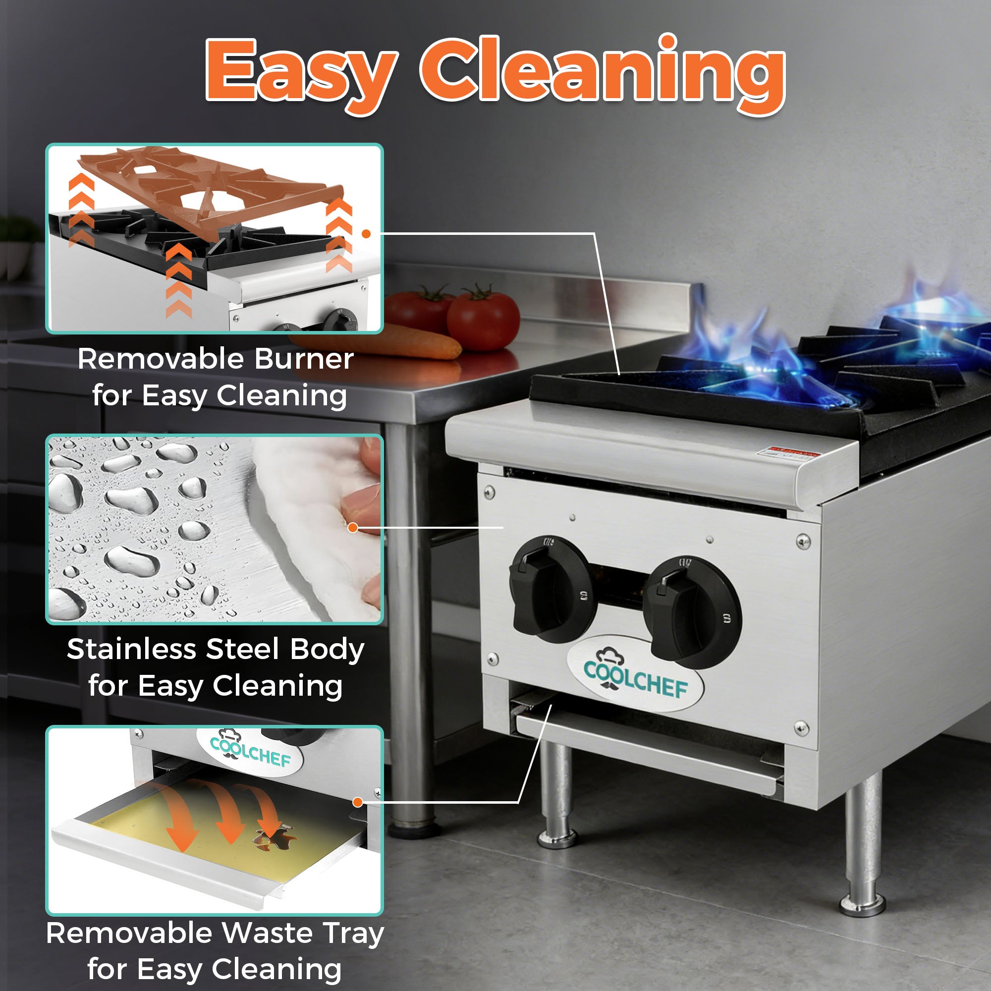 50,000 BTU Commercial Gas Hot Plate 2 Burner NG LP