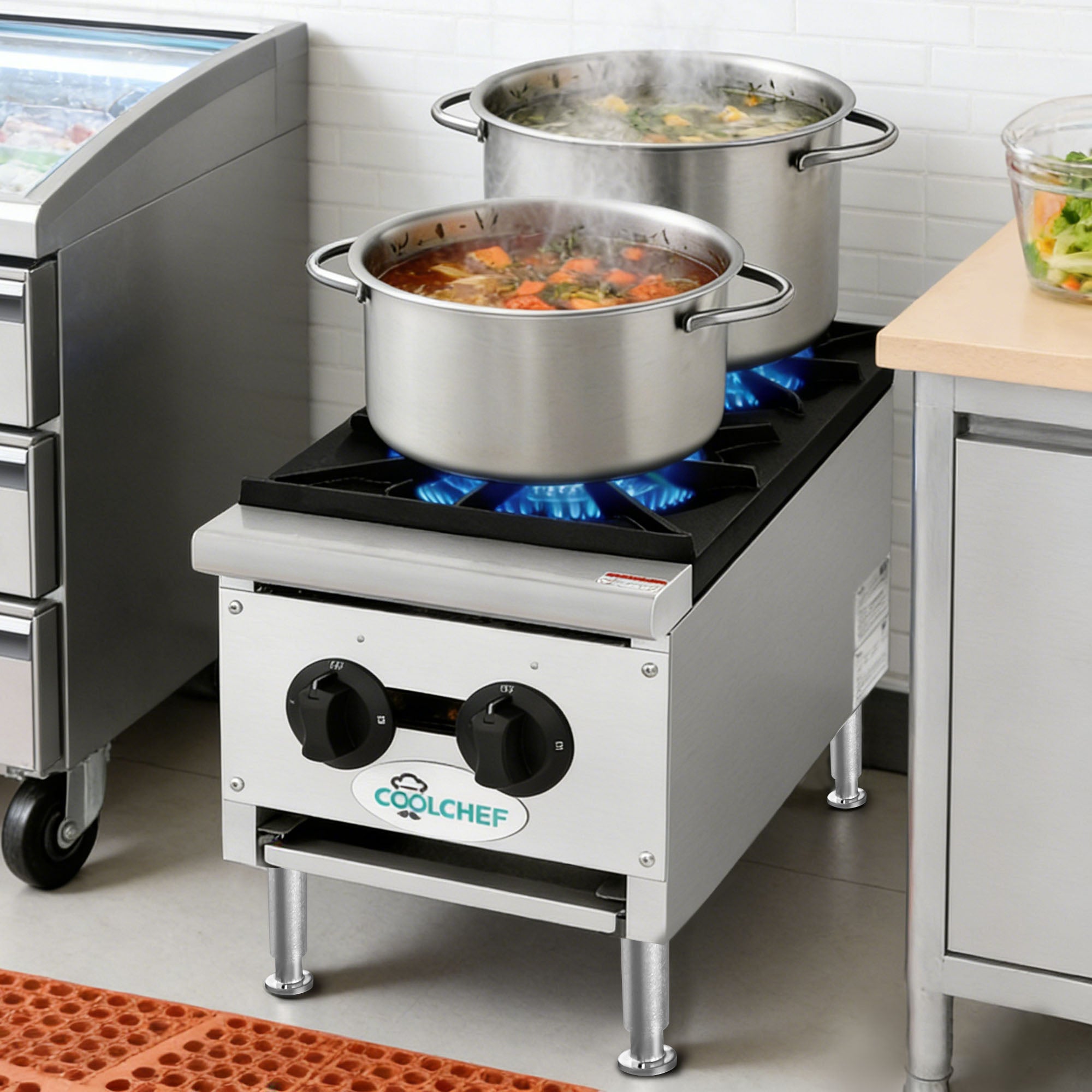 50,000 BTU Commercial Gas Hot Plate 2 Burner NG LP