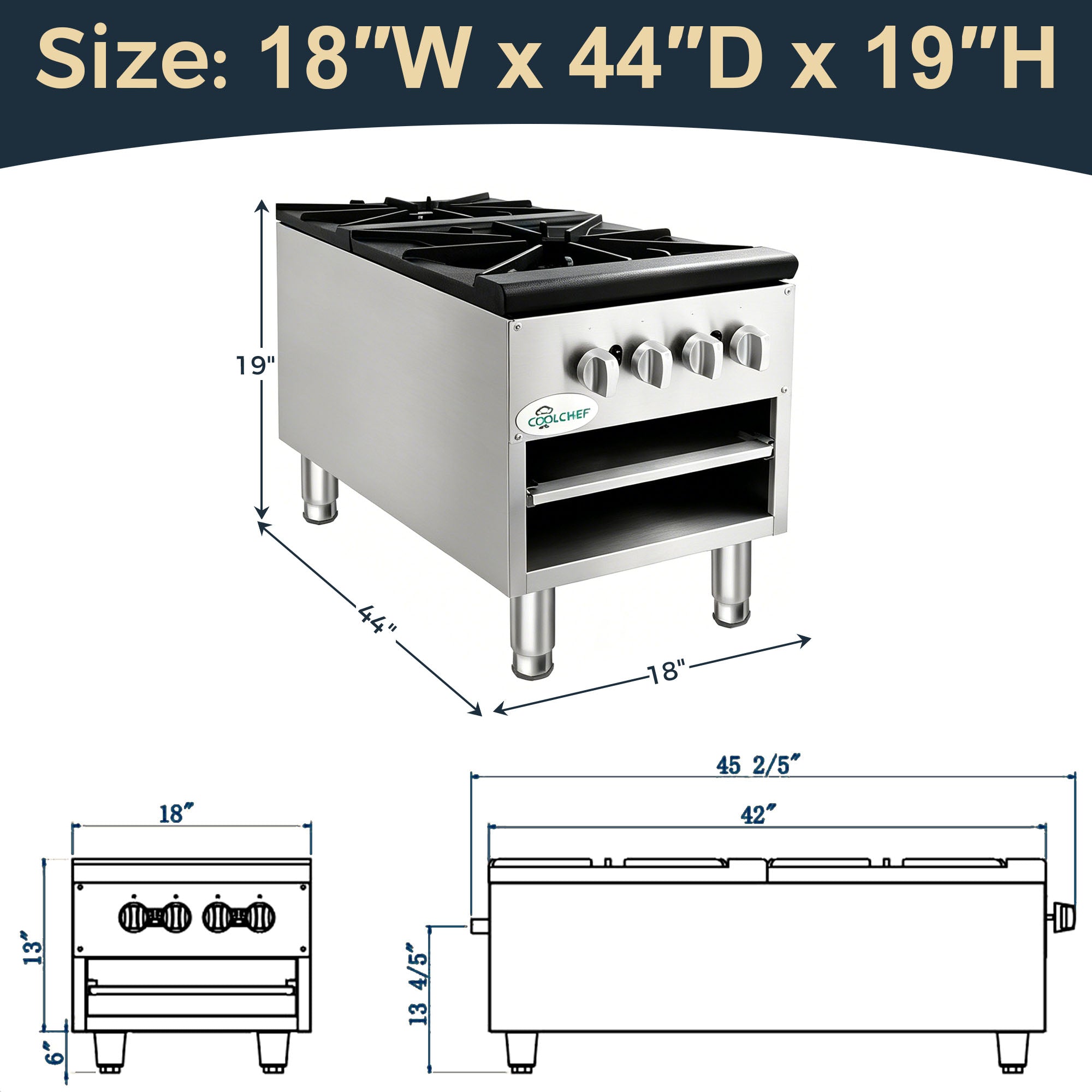 160,000 BTU Commercial Gas Stock Pot Range 2 Burner NG LP
