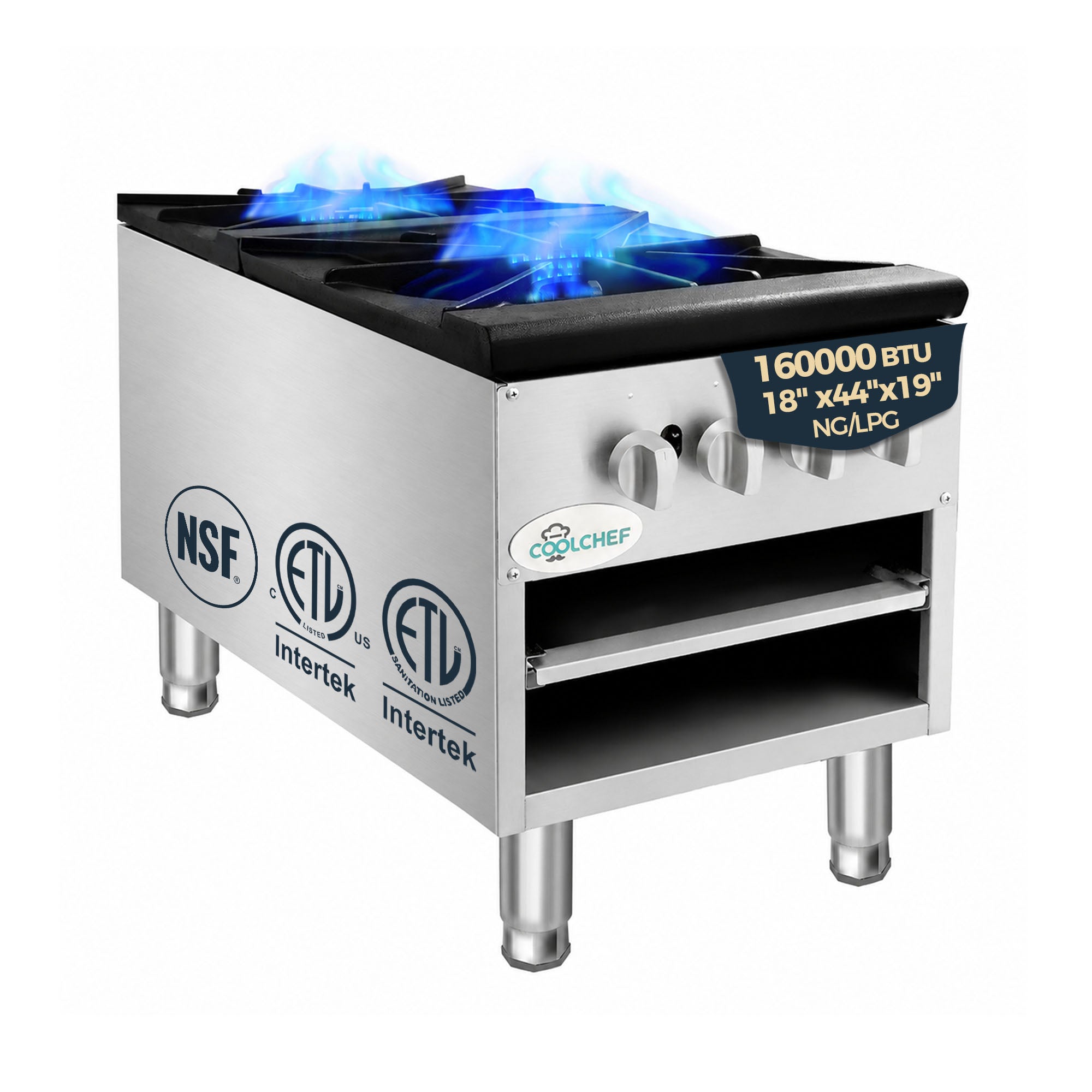 160,000 BTU Commercial Gas Stock Pot Range 2 Burner NG LP