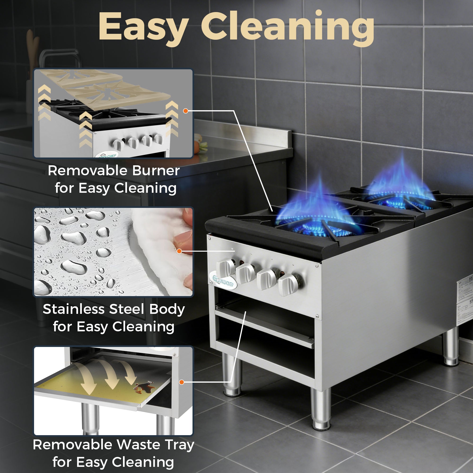 160,000 BTU Commercial Gas Stock Pot Range 2 Burner NG LP