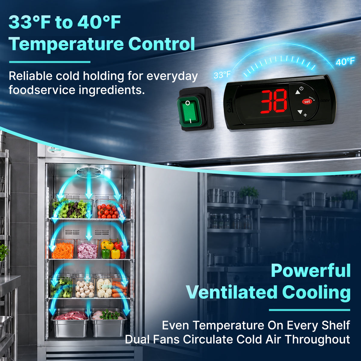 27" Single Door Commercial Reach In Refrigerator ETL