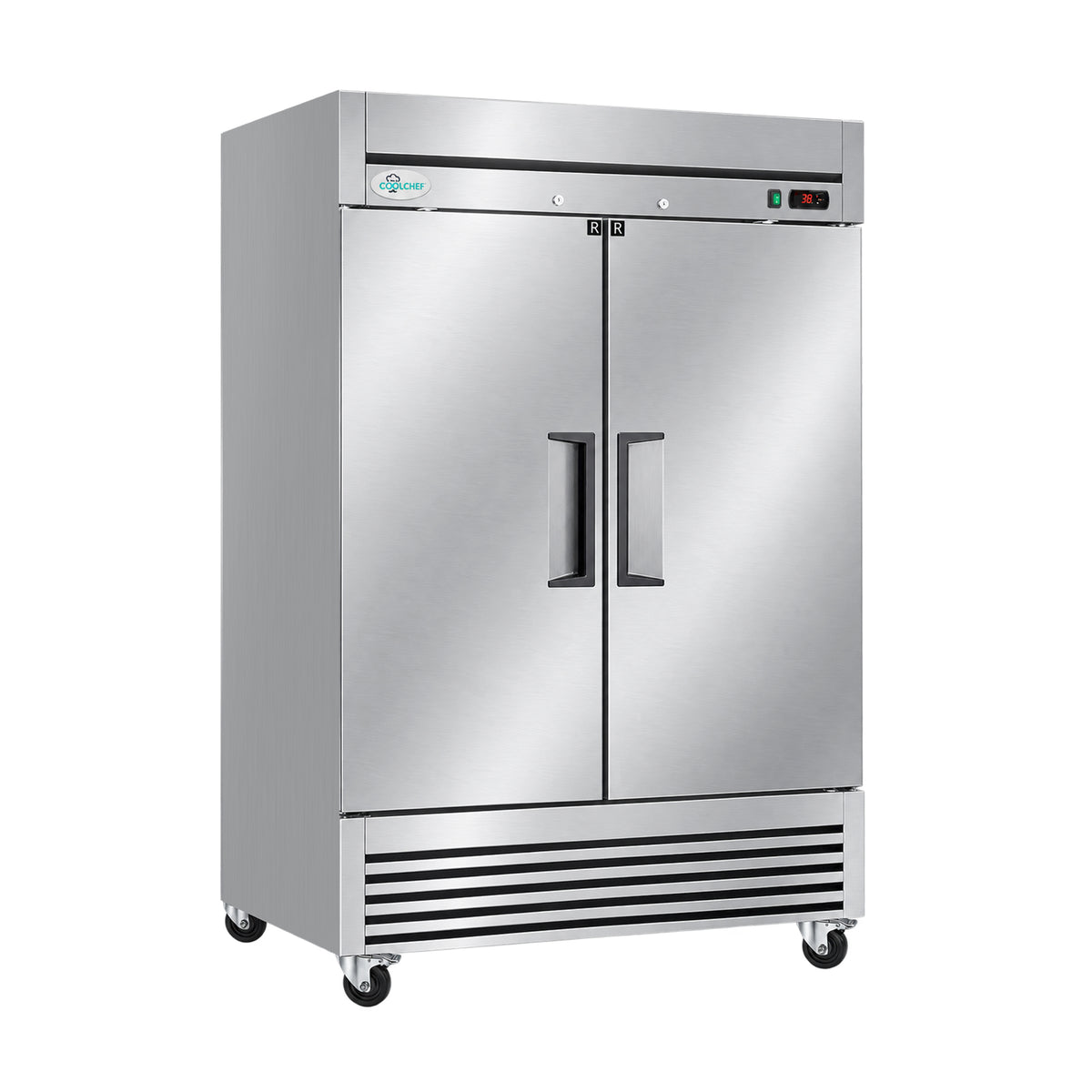 54" 2 Solid Doors Commercial Reach In  Stainless Steel Refrigerator ETL