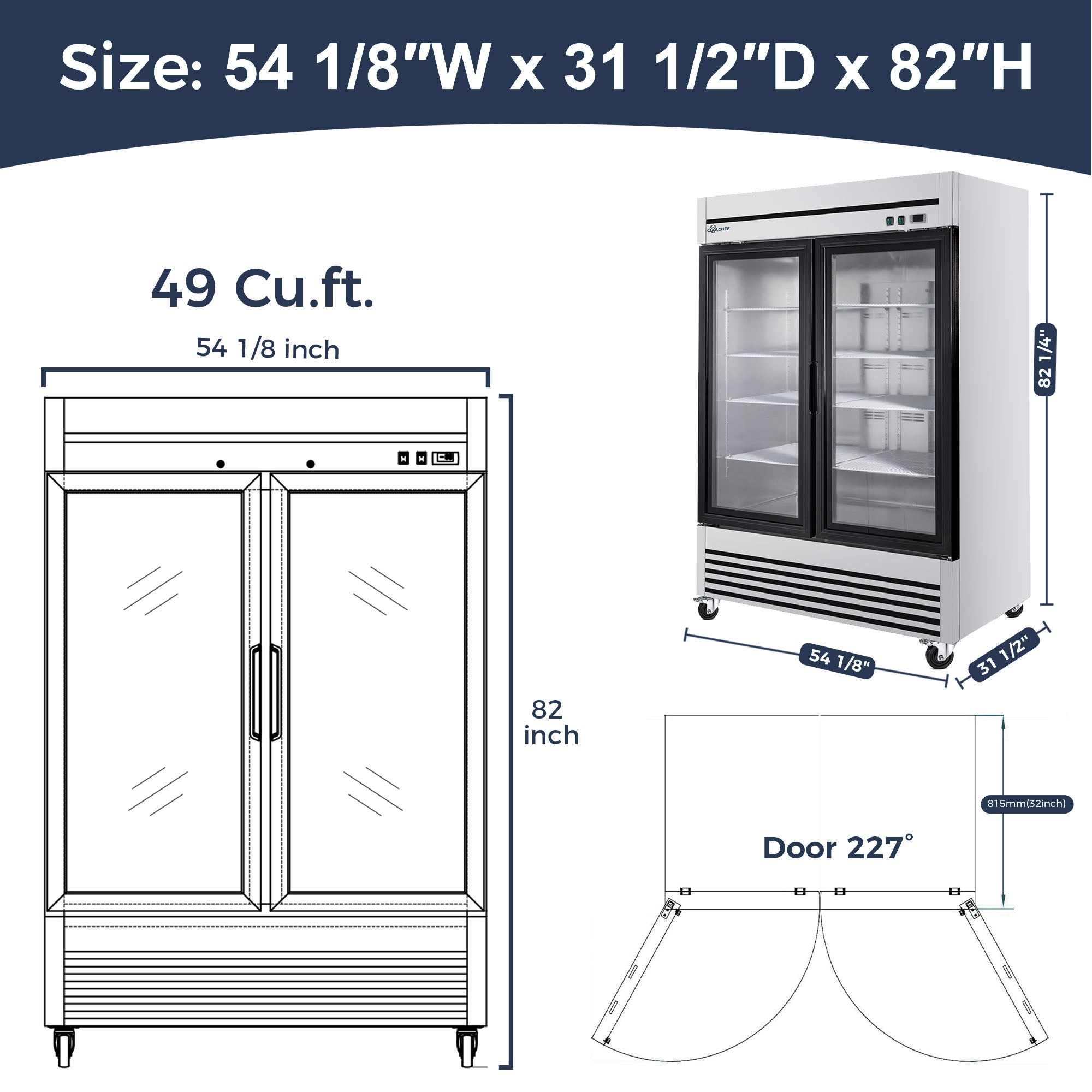 49 Cu Ft Commercial Glass Door Merchandiser 33-40°F ETL